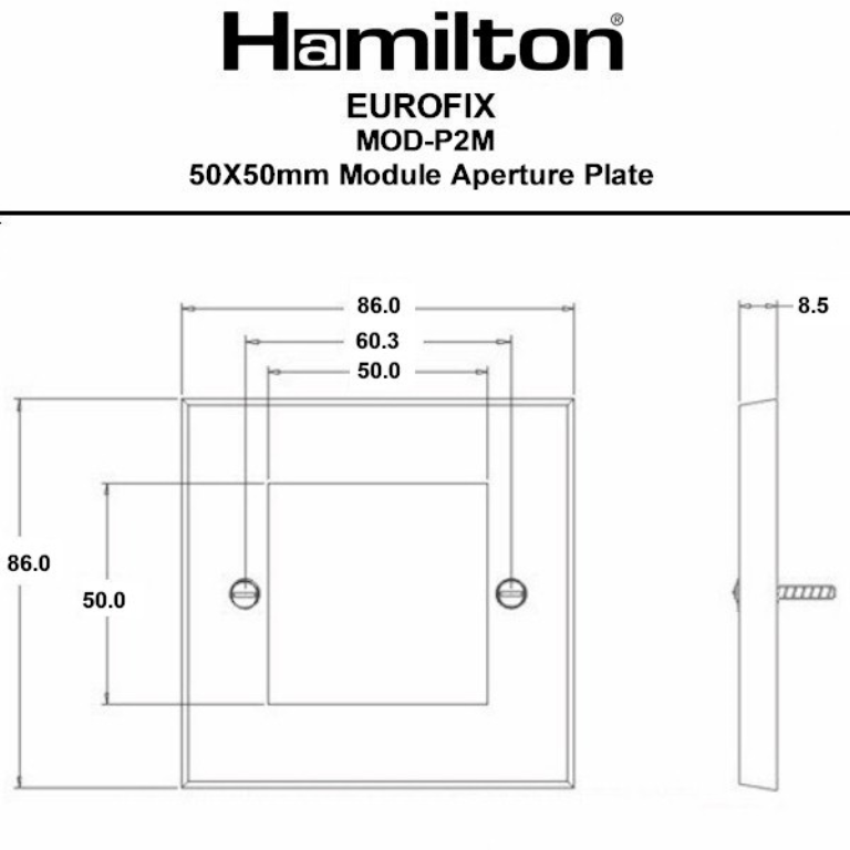 Hamln MOD-P2MW Blank Frontplate 50x50mm