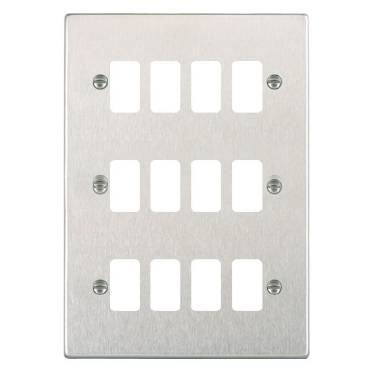 Hamilton Hartland Satin Stainless 12 Gang Aperture Grid Fix Plate