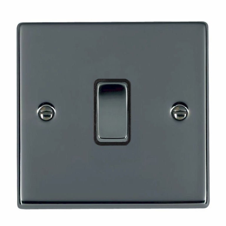 Hamilton Hartland Black Nickel 1 Gang 10AX 2W Rocker Switch with Black Nickel Inserts and Black Surround