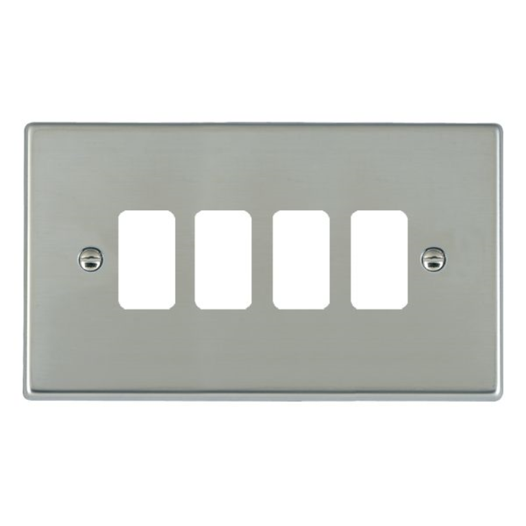 Hamilton Hartland Bright Stainless 4 Gang Aperture Grid Fix Plate