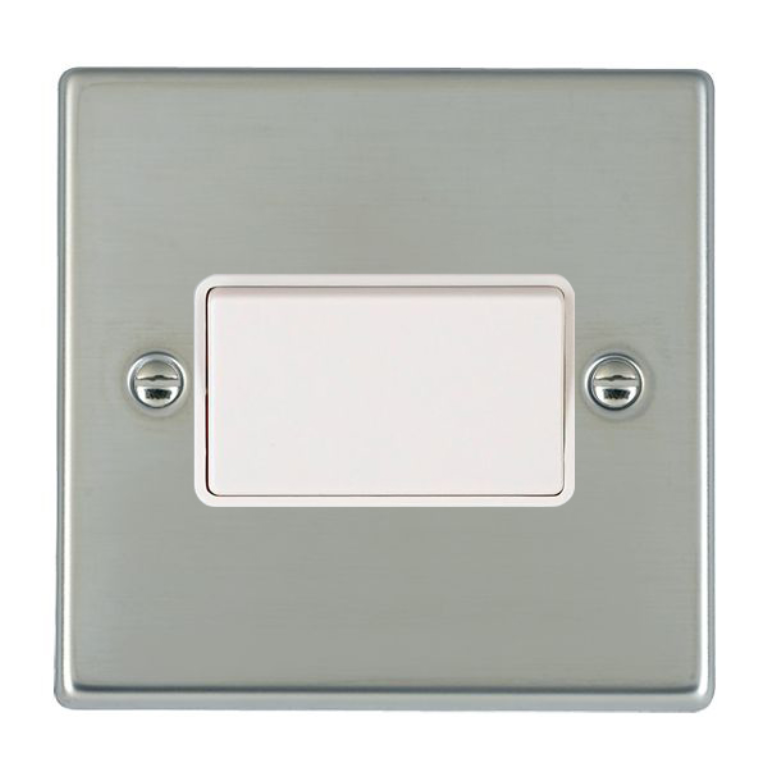 Hamilton Hartland Bright Stainless 1G 10A Triple Pole Rocker Switch with White Plastic Inserts + White Surround