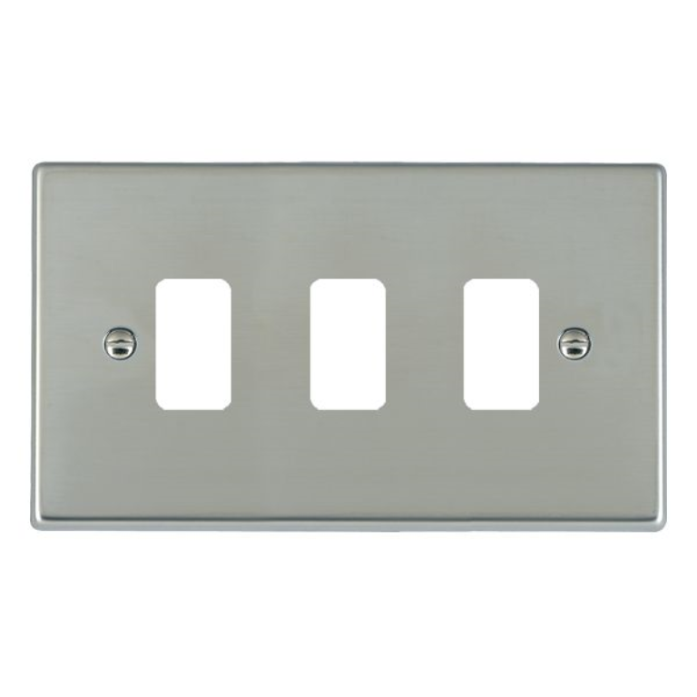 Hamilton Hartland Bright Stainless 3 Gang Aperture Grid Fix Plate