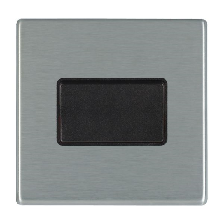 Hamilton Hartland CFX Satin Stainless 1 Gang 10A Triple Pole Rocker Switch with Black Inserts and Black Surround