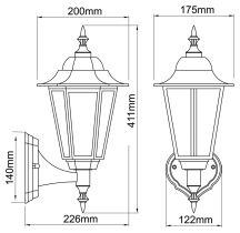 Lantern LED Upward 7W Black Polycarbonate 4000K 370Lm