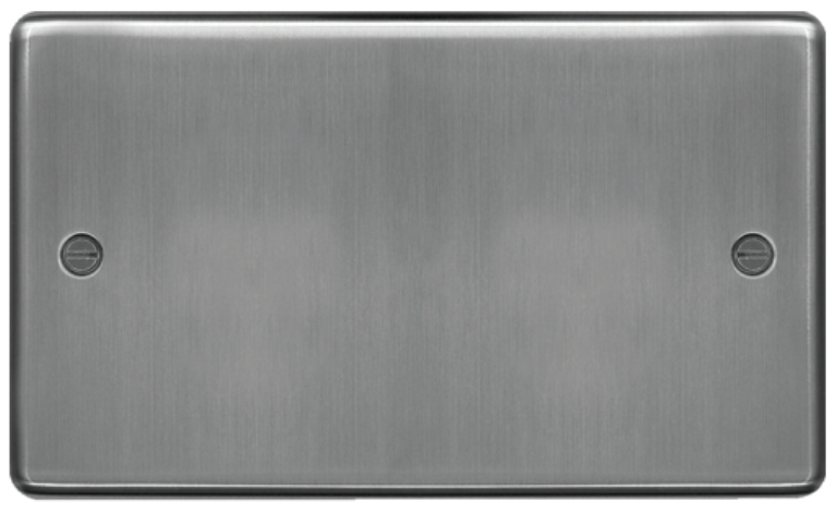 Blank Switch Plate 2 Gang Brushed Steel