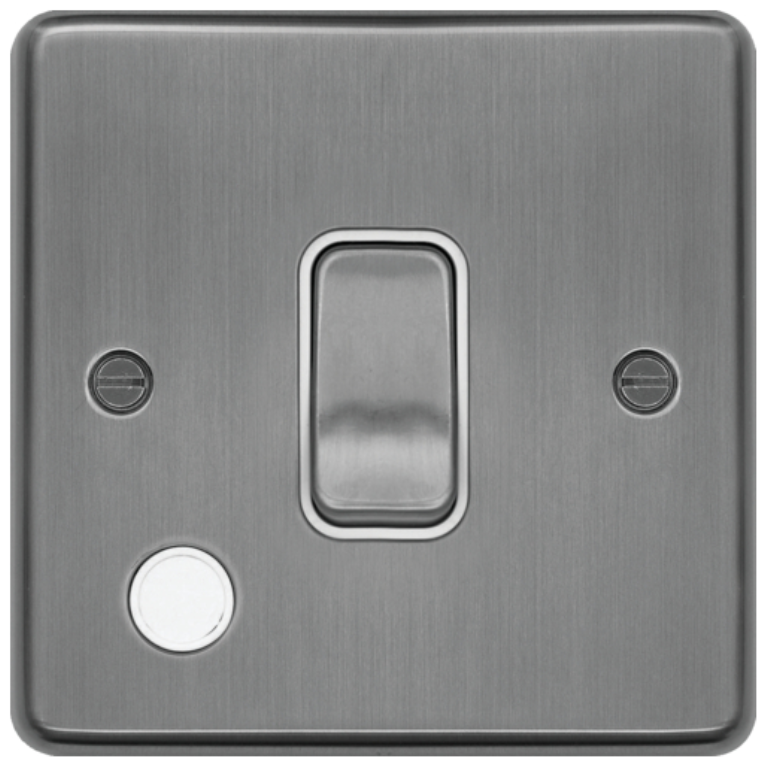 20A Double Pole Switch with Flex Outlet Brushed Steel/White