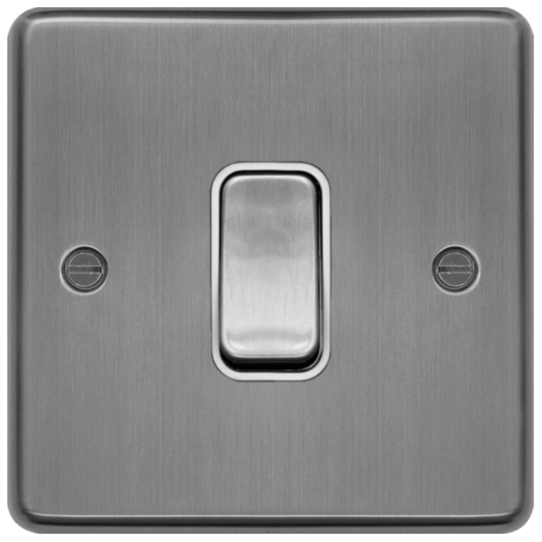 20A Double Pole Switch Brushed Steel/White