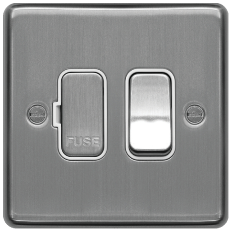 Fused Connection Unit Switched 13A Brushed Steel/White