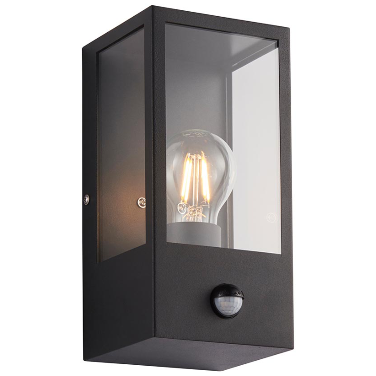 PIR WALL LIGHT IP44 BLK