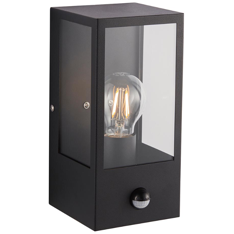 PIR WALL LIGHT IP44 BLK