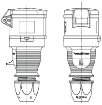 Walther 32A 2P+E 230V Coupler IP44