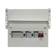 Wylex 7 Way Dual RCD Meter Cabinet Consumer Unit 100A Main Switch, 80A 30mA RCDs, Flexible Configuration