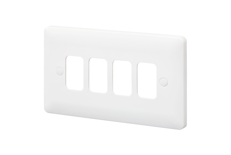 MK Base MB3634WHI 4 Gang Moulded Frontplate