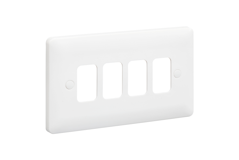 MK Base MB3634WHI 4 Gang Moulded Frontplate