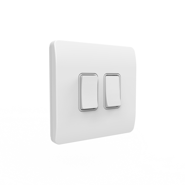 2 Gang Kinetic Switch Frame For Slim Grid White