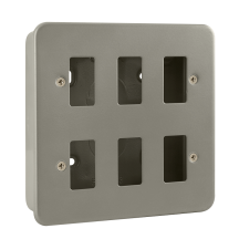 Scolmore Click Gridpro 6 Gang Front Plate with Surface Box Metal Clad