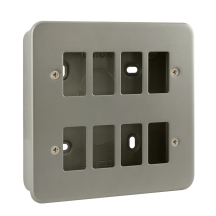 Scolmore Click Gridpro 8 Gang Front Plate with Surface Box Metal Clad