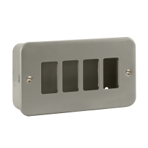 Scolmore Click Gridpro 4 Gang Front Plate with Surface Box Metal Clad