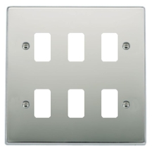 Hartland Grid-IT Bright Chrome 6 Gang Grid Fix Aperture Plate With Grid