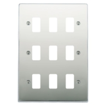 Hartland Grid-IT Bright Chrome 9 Gang Grid Fix Aperture Plate With Grid