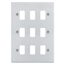 Hartland Grid-IT Satin Chrome 9 Gang Grid Fix Aperture Plate With Grid