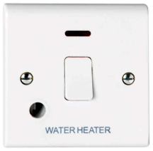 Deta Slimline 20A DP Neon Control Switch with Front Flex Outlet 'Water Heater'