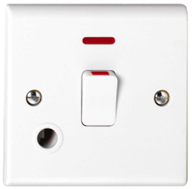 Deta Slimline 20A DP Neon Control Switch with Front Flex Outlet