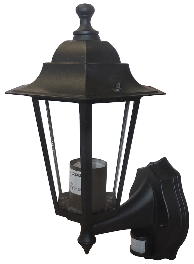 Deta L2843B 6 Panel Alum Lantern & PIR