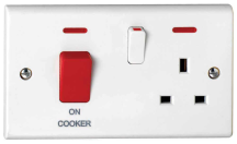 Deta Slimline Cooker Switch with 45A Switched Socket