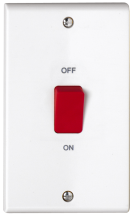 Deta Slimline 2 Gang 45A On/Off Vertical Switch with Red Rocker