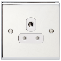 Socket 1 Gang Unswitched Round Pin 5A Chrome White Insert