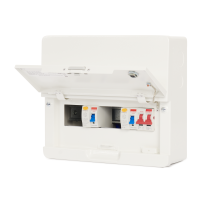 Contactum 6Way 63A Surface Mounted Consumer Unit ISO Incomer + 2 RCD Class A