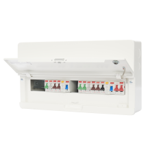 Contactum 16Way 100A Surface Mounted Consumer Unit ISO Incomer + 2 RCD Class A + 10 MCB