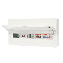 Contactum 16Way 100A Surface Mounted Consumer Unit ISO Incomer + 2 RCD + SPD + 10 MCB