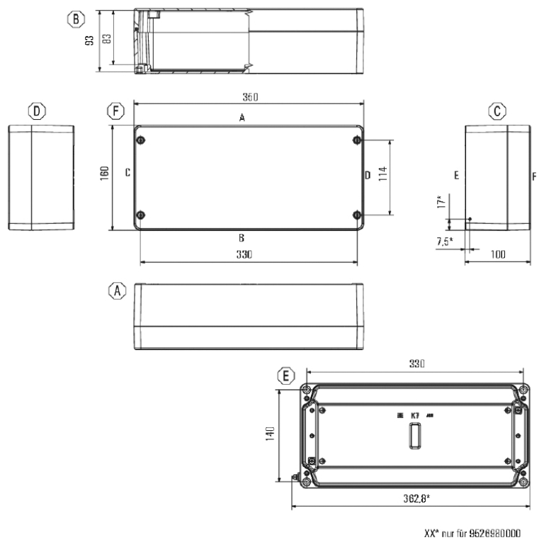 Aluminium Enclosure K7 350 x 160 x 100mm