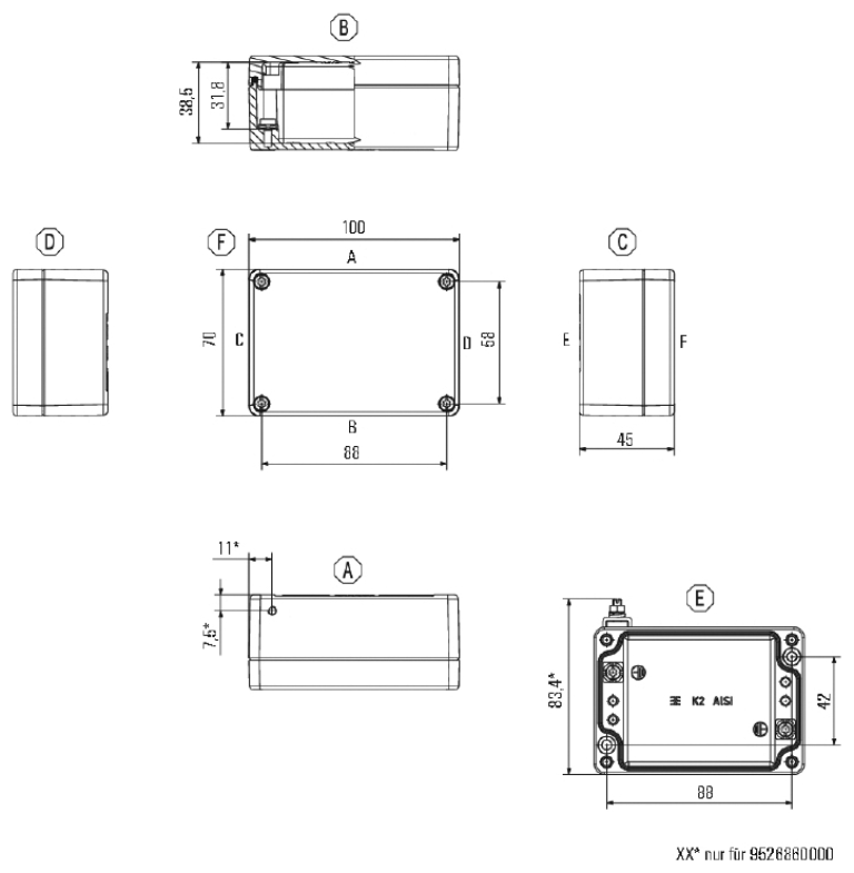 Aluminium Enclosure K2 100 x 70 x 45mm