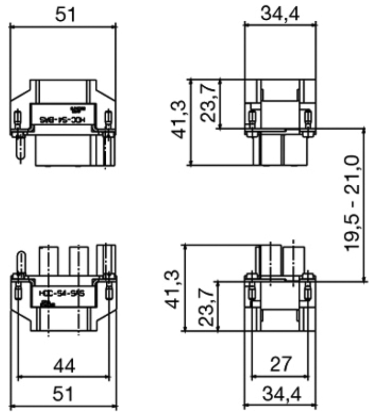 4 Pin Male Insert 40A