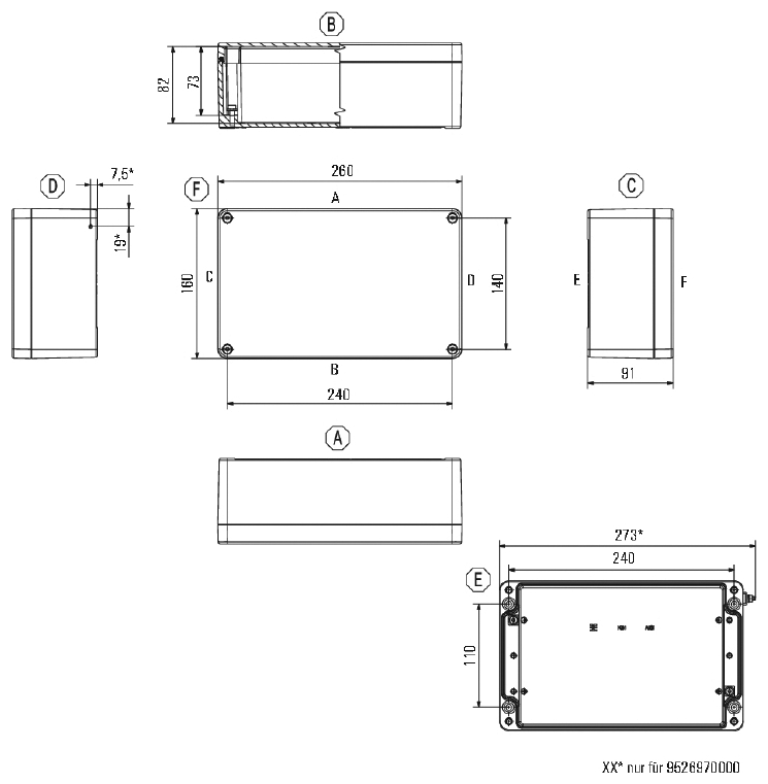 Aluminium Enclosure K61 260 x 160 x 91mm