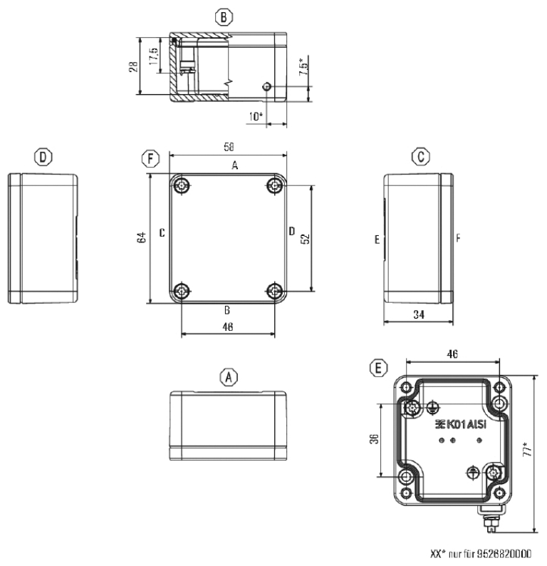 Aluminium Enclosure K01 64 x 58 x 34mm