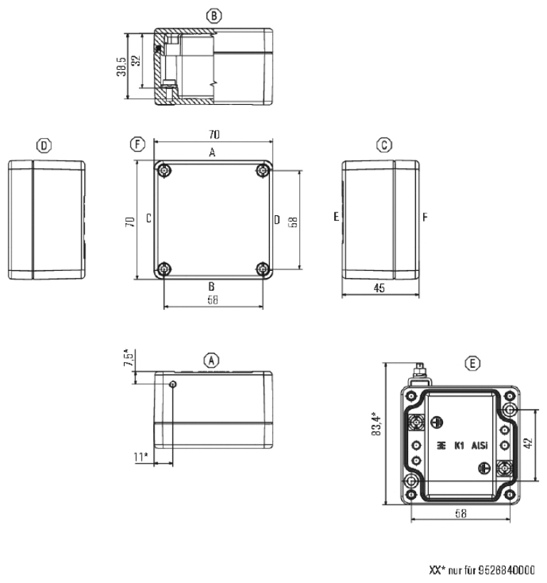 Aluminium Enclosure K1 70 x 70 x 45mm