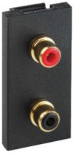 25x50mm Module 2 x Gold Phono/Audio Socket (1xRed 1xBlack) Black