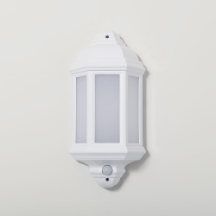 Lantern LED 4000K Half Wall PIR 10W 400lm White Polycarbonate