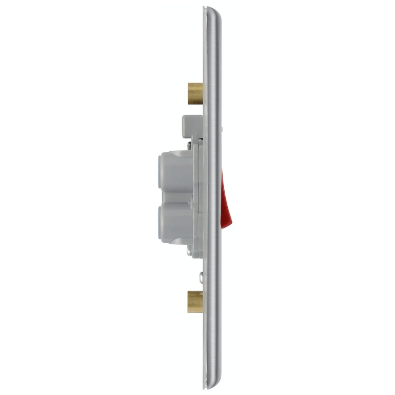 Nexus 45A Double Pole Switch With Neon Indicator Brushed Steel