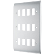 BG 12 Gang Grid Front Plate Brushed Steel