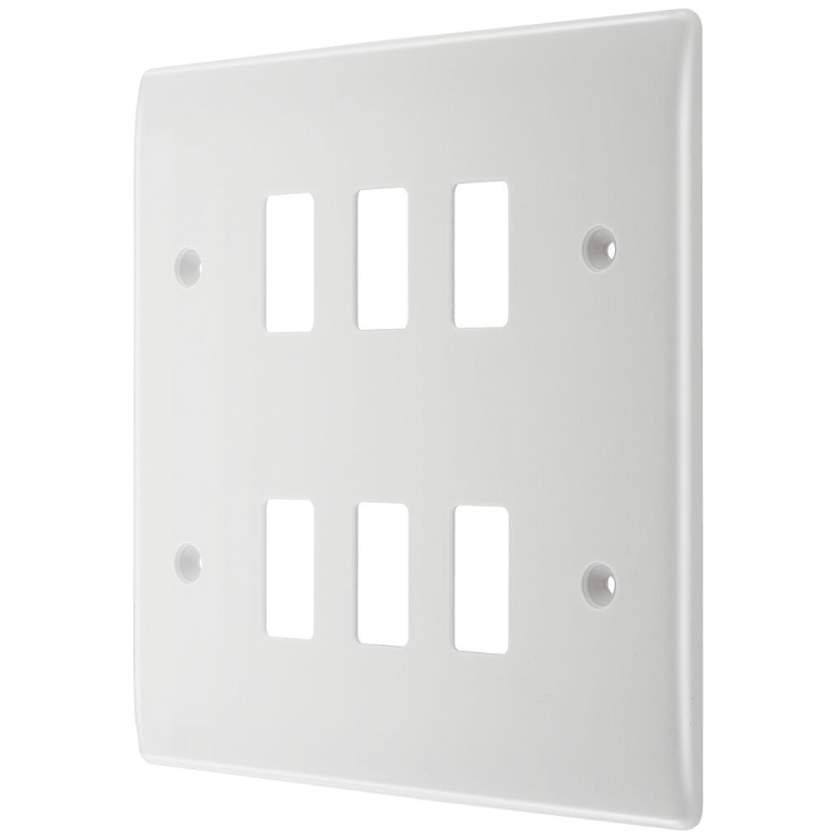 Nexus Grid Front Plate 6 Gang White
