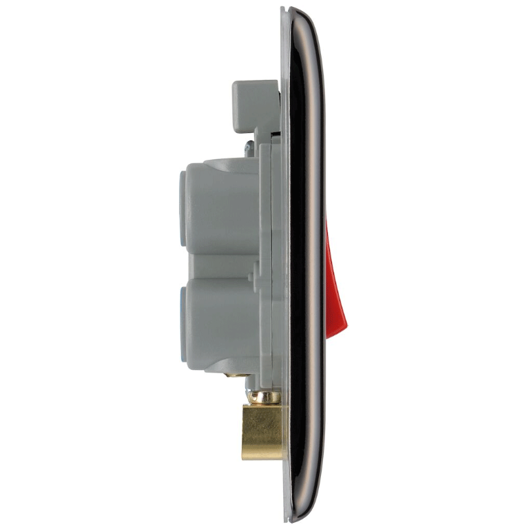 Nexus 45A Double Pole Switch With Neon Indicator Black Nickel