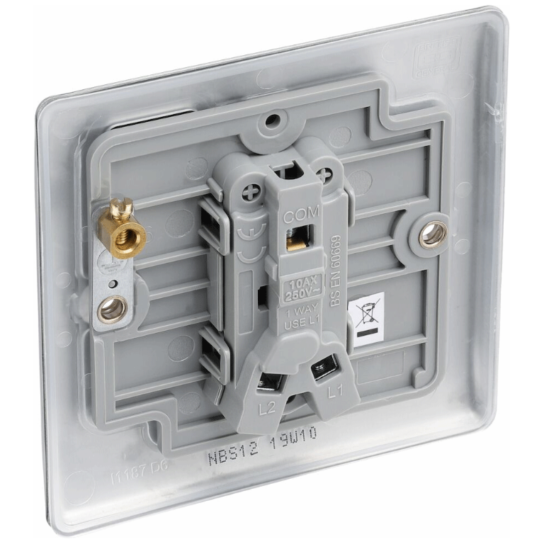 Nexus Switch 10A 1 Gang 2 Way Brushed Steel