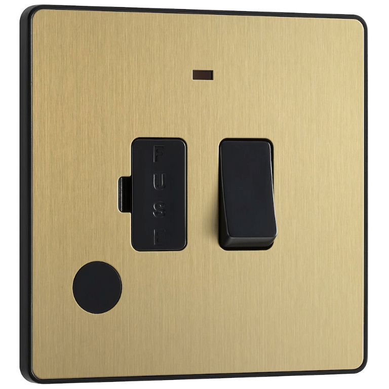 13A Switched Fused Connection Unit with LED Indicator Satin Brass