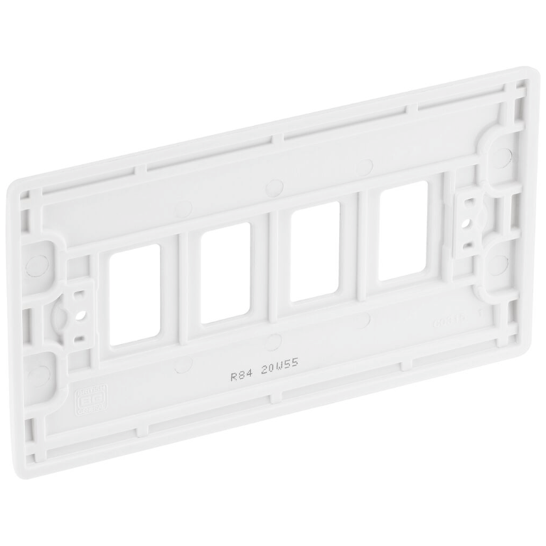 Nexus Grid Front Plate 4 Gang White