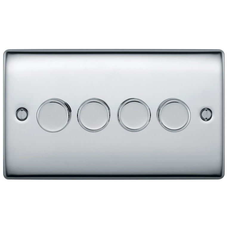 Nexus 4 Gang Dimmer 400W 2 Way Polished Chrome